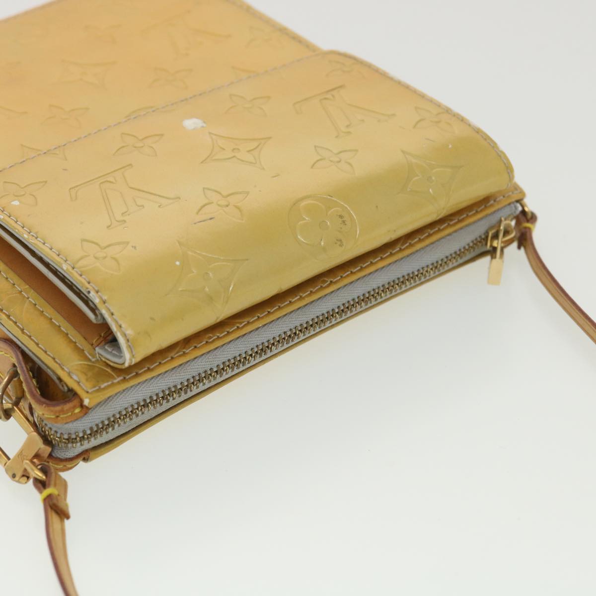 LOUIS VUITTON Monogram Vernis Mott Accessory Pouch Gris M91030 LV Auth 37907