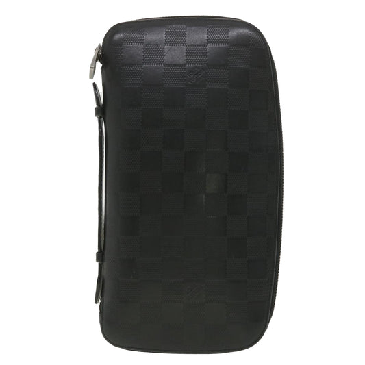 LOUIS VUITTON Damier Infini Atoll Travel Case Black N41380 LV Auth 38142
