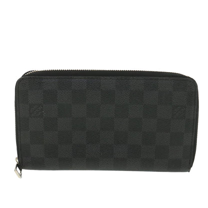 LOUIS VUITTON Damier Graphite Zippy Organizer Long Wallet N63077 LV Auth 38242