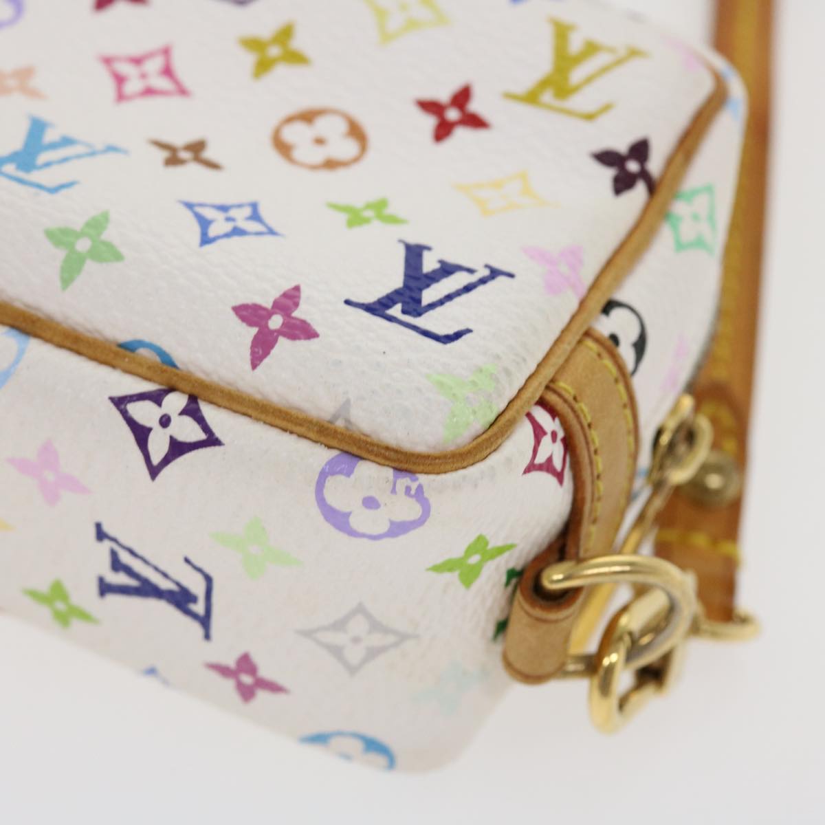 LOUIS VUITTON Monogram Multicolor Trousse Wapity Pouch White M58033 Auth 38926