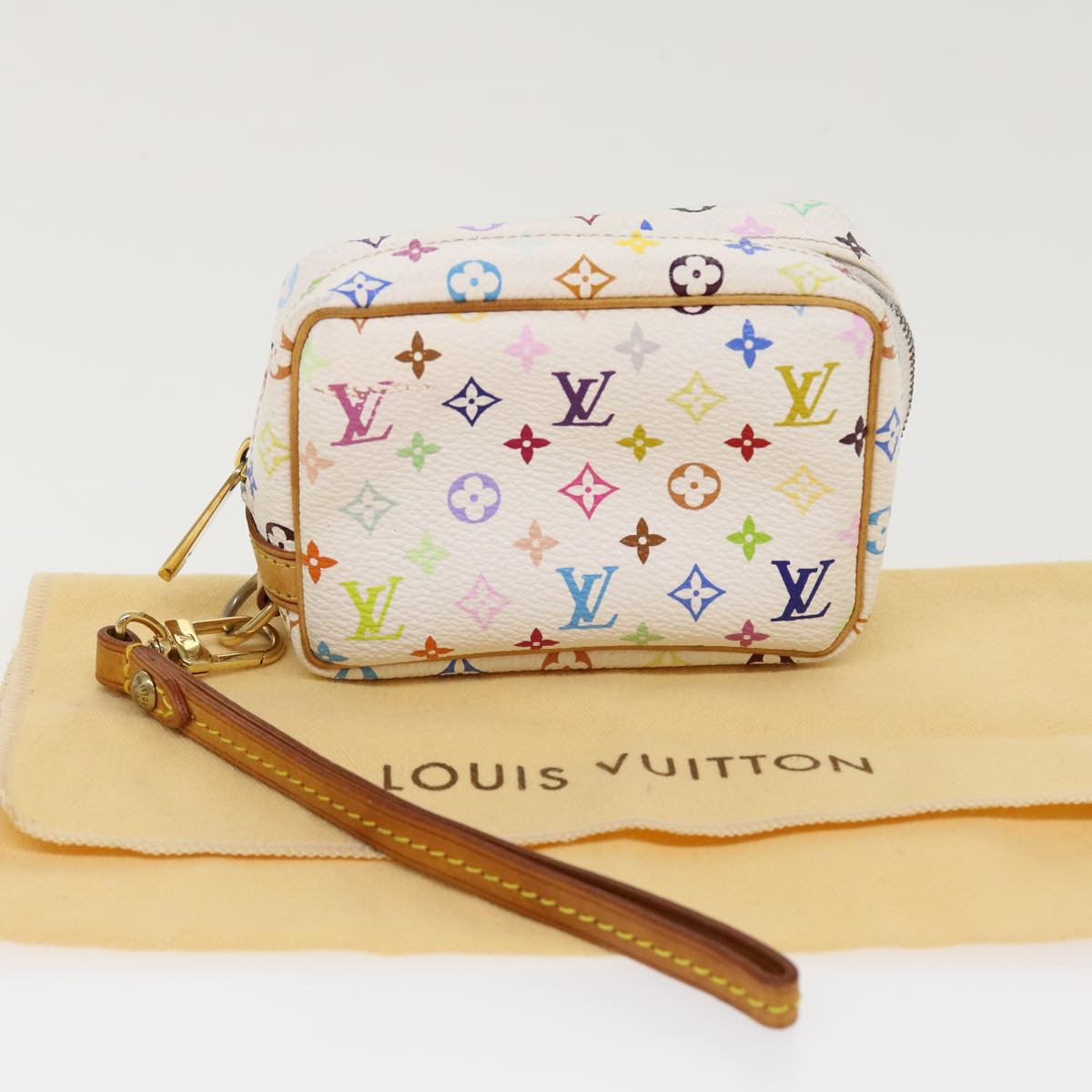 LOUIS VUITTON Monogram Multicolor Trousse Wapity Pouch White M58033 Auth 38926