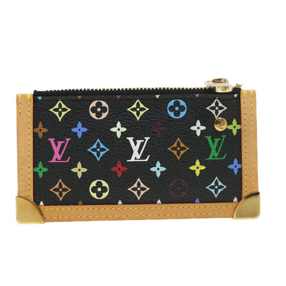 LOUIS VUITTON Multicolor Pochette Cles Coin Purse Black M92654 LV Auth 39201A