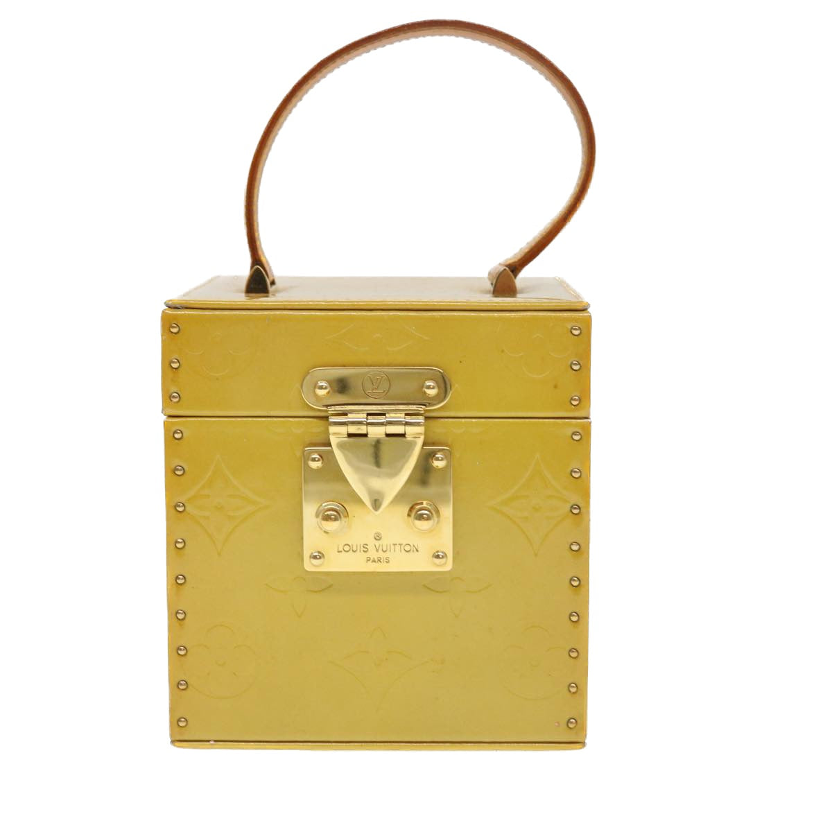 LOUIS VUITTON Monogram Vernis Bleecker Cosmetic Pouch Beige M91002 Auth 39256