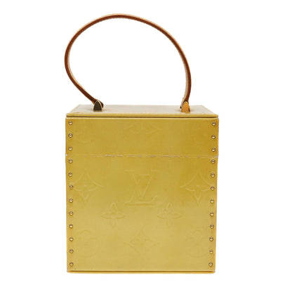 LOUIS VUITTON Monogram Vernis Bleecker Cosmetic Pouch Beige M91002 Auth 39256