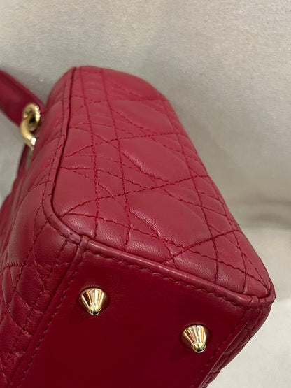 Pre-owned Dior Small My ABC Lady Dior Red Wine Lambskin with Golden Hardware, 2018, w/ Full Set