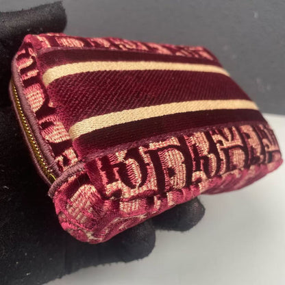 Pre-owned Dior Small Coin Pouch Burgundy Oblique, 2021