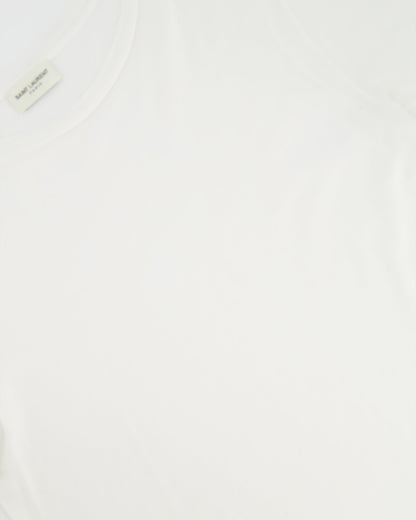 Saint Laurent White Cropped Short-Sleeve T-Shirt with Logo Detail Size S (UK 8)