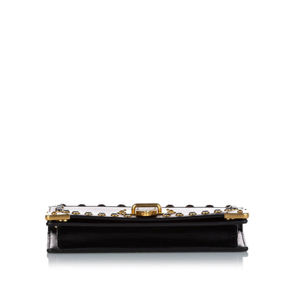 Prada Mini Cahier Crossbody Bag Black Studded Leather