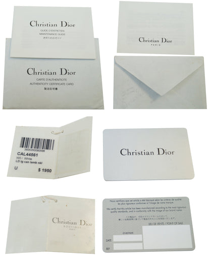 CHRISTIAN DIOR White Lambskin Leather Large Lady Dior Shoulder Bag