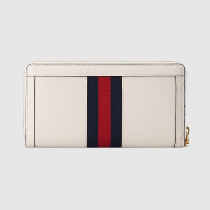 Gucci Ophidia Zip Around Wallet White Leather