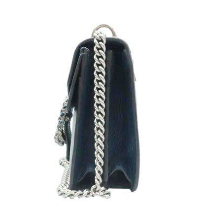 GUCCI Dionysus Medium Leather Shoulder Bag Navy Blue 400249