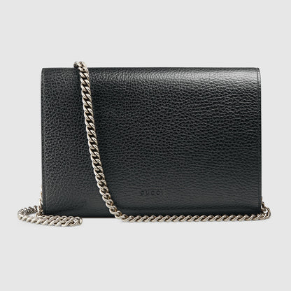 Gucci Dionysus GG Supreme Mini Leather Chain Bag Black