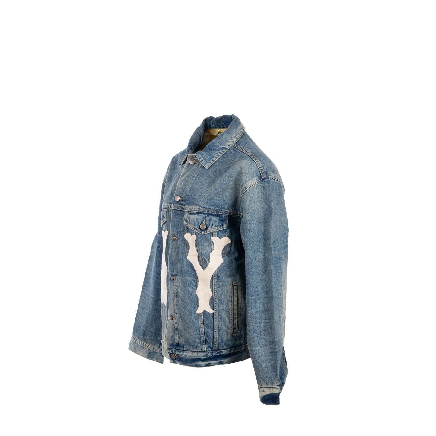 Gucci Size 46 Embroidered NY Logo Limited Edition Denim Jacket Cotton Blue