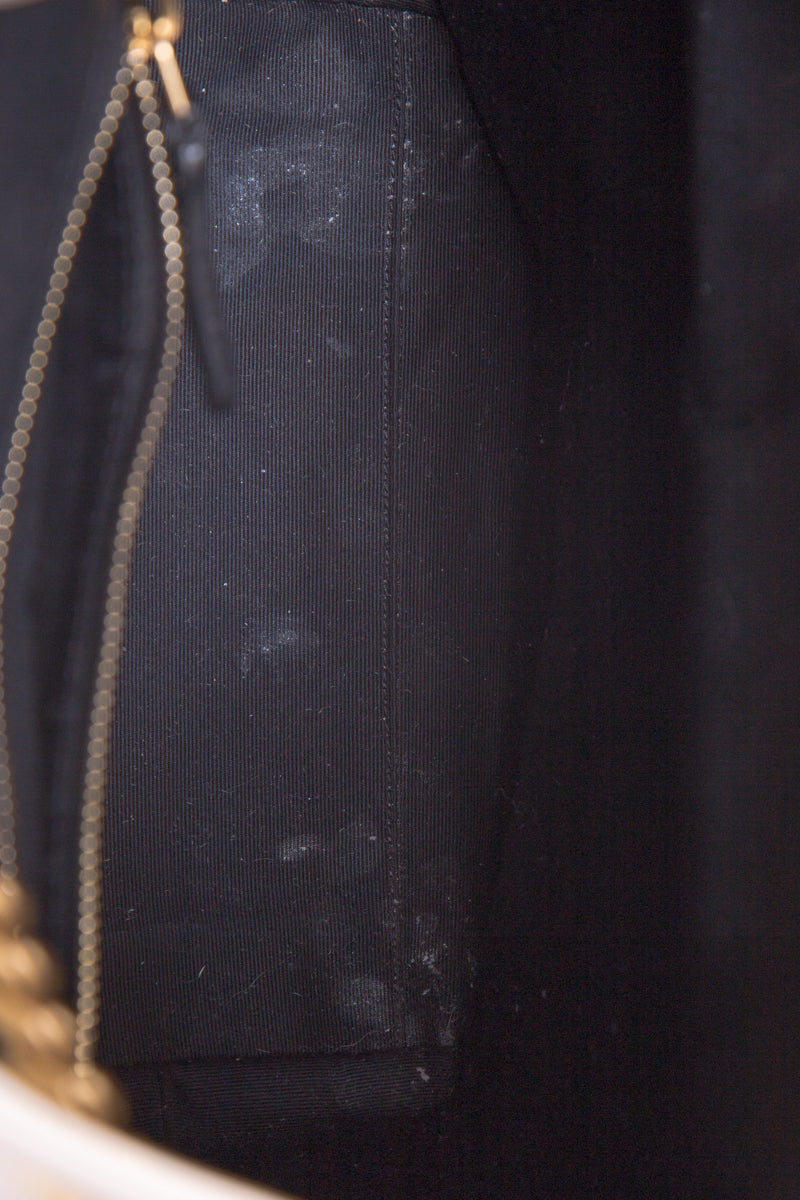 YSL Blanc Chevron Quilted Backpack Handbag