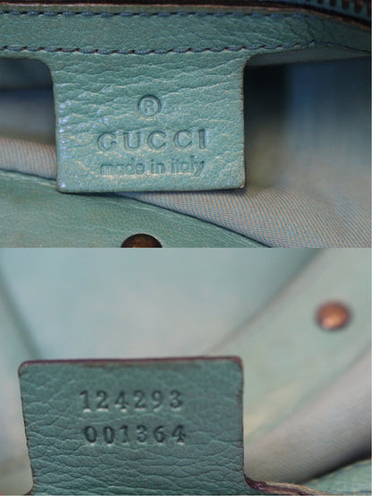 GUCCI Green Leather Bamboo Top Handle Shoulder Bag