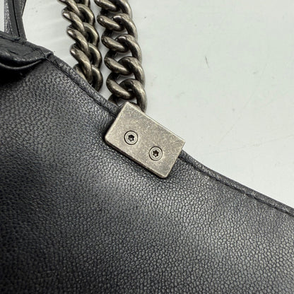 Chanel Medium Black Lambskin Ruthenium Hardware Le Boy Flap Bag