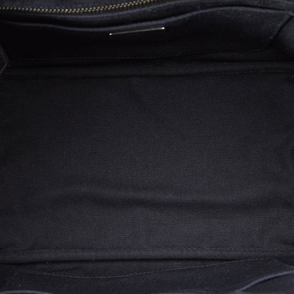 Black Prada Mini Canapa Convertible Canvas and Feather Tote Satchel