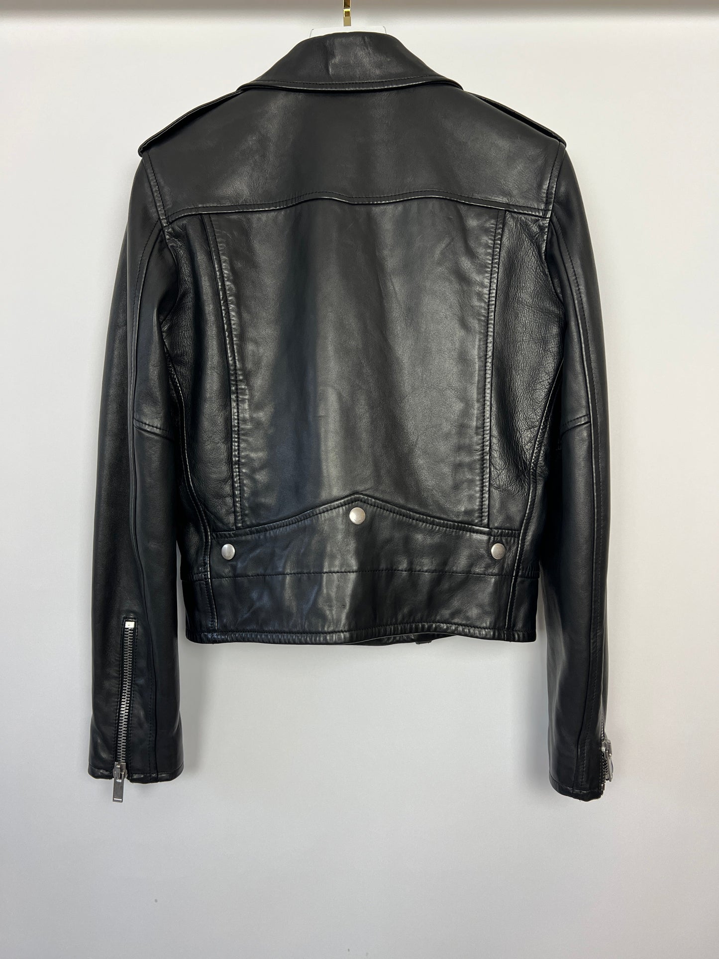 Saint Laurent Black Leather Biker Jacket Size FR 36 (UK 4)