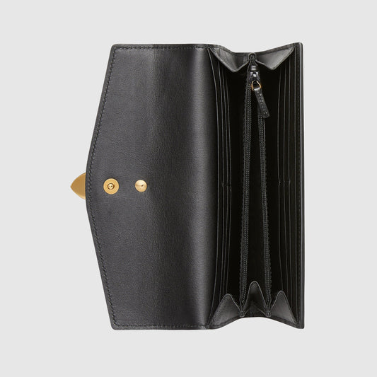 Gucci Sylvie Leather Continental Wallet Black