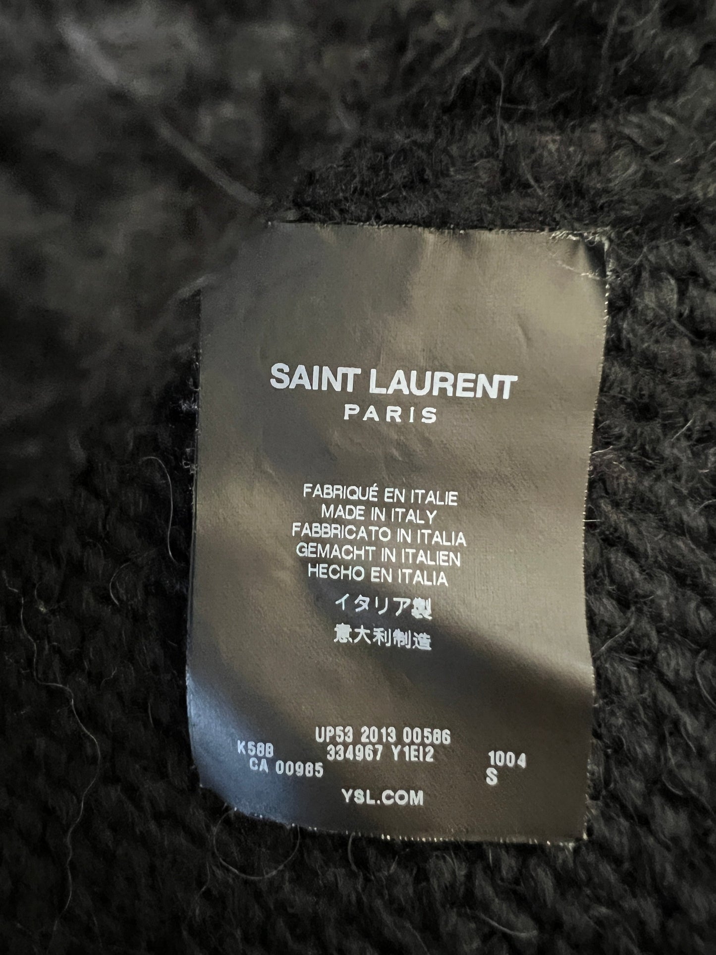 Saint Laurent Black & Grey Knit V-Neck igan Size S (UK 8)