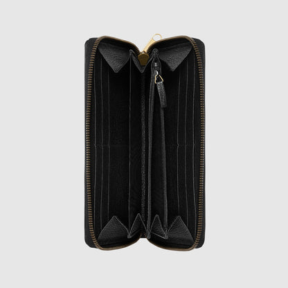 Gucci Print Leather Zip Around Wallet Black