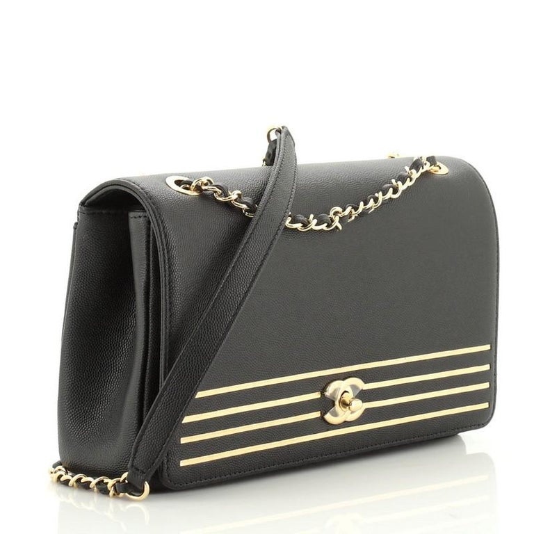Chanel Flap Caviar Leather Gold Shoulder Bag 3