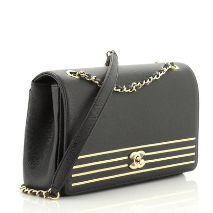 Chanel Flap Caviar Leather Gold Shoulder Bag 3