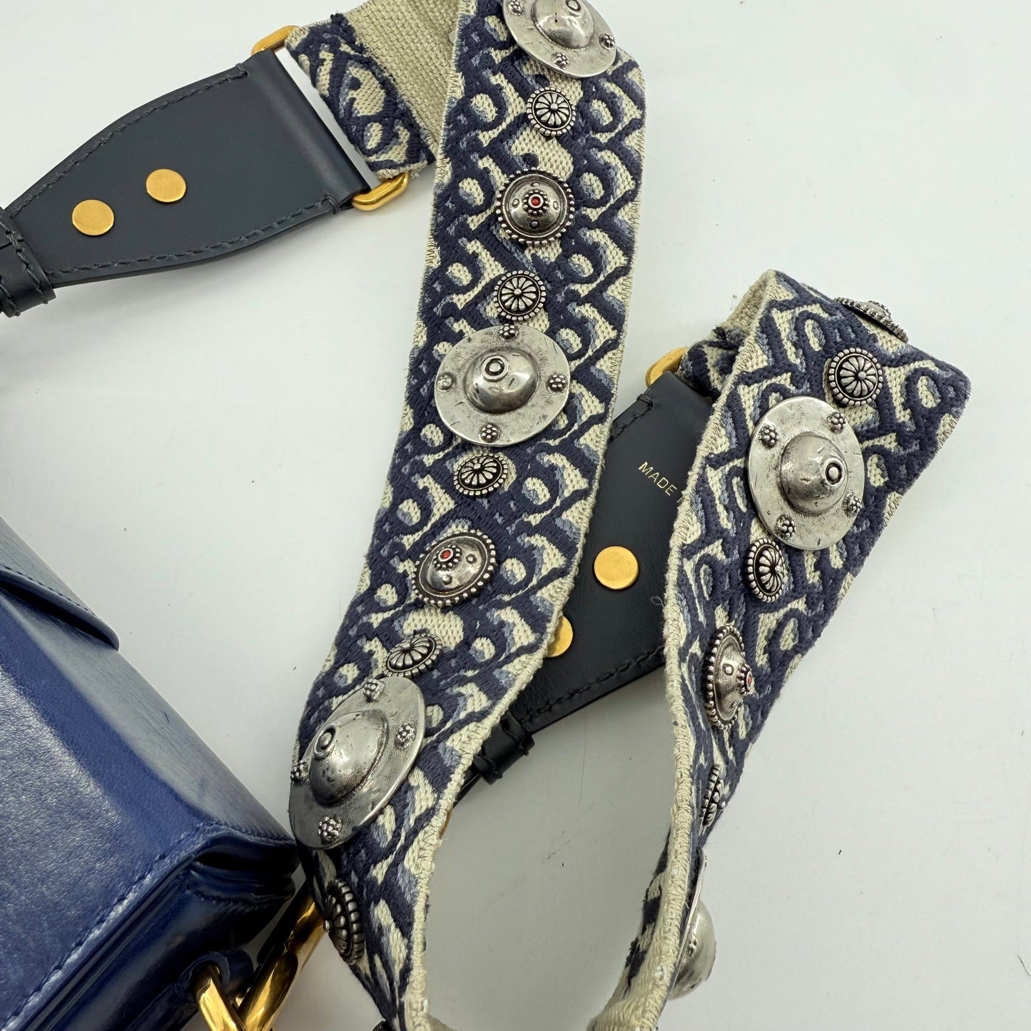 Christian Dior Navy Blue Leather 30 Montaigne Box Shoulder Bag