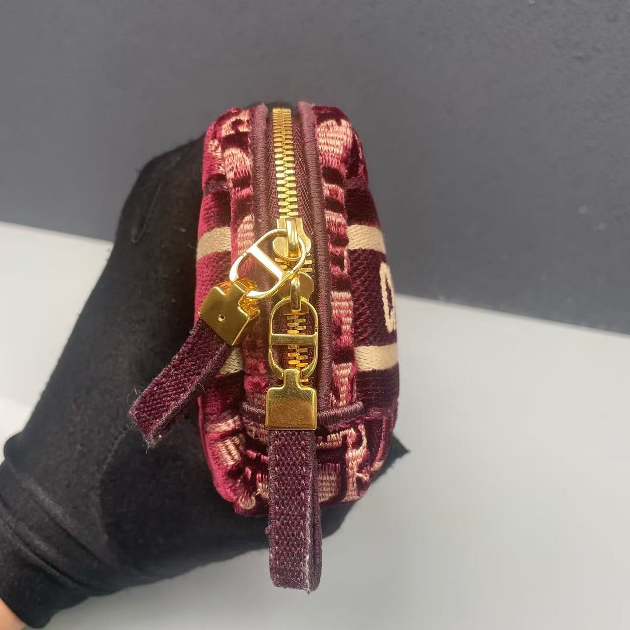 Pre-owned Dior Small Coin Pouch Burgundy Oblique, 2021