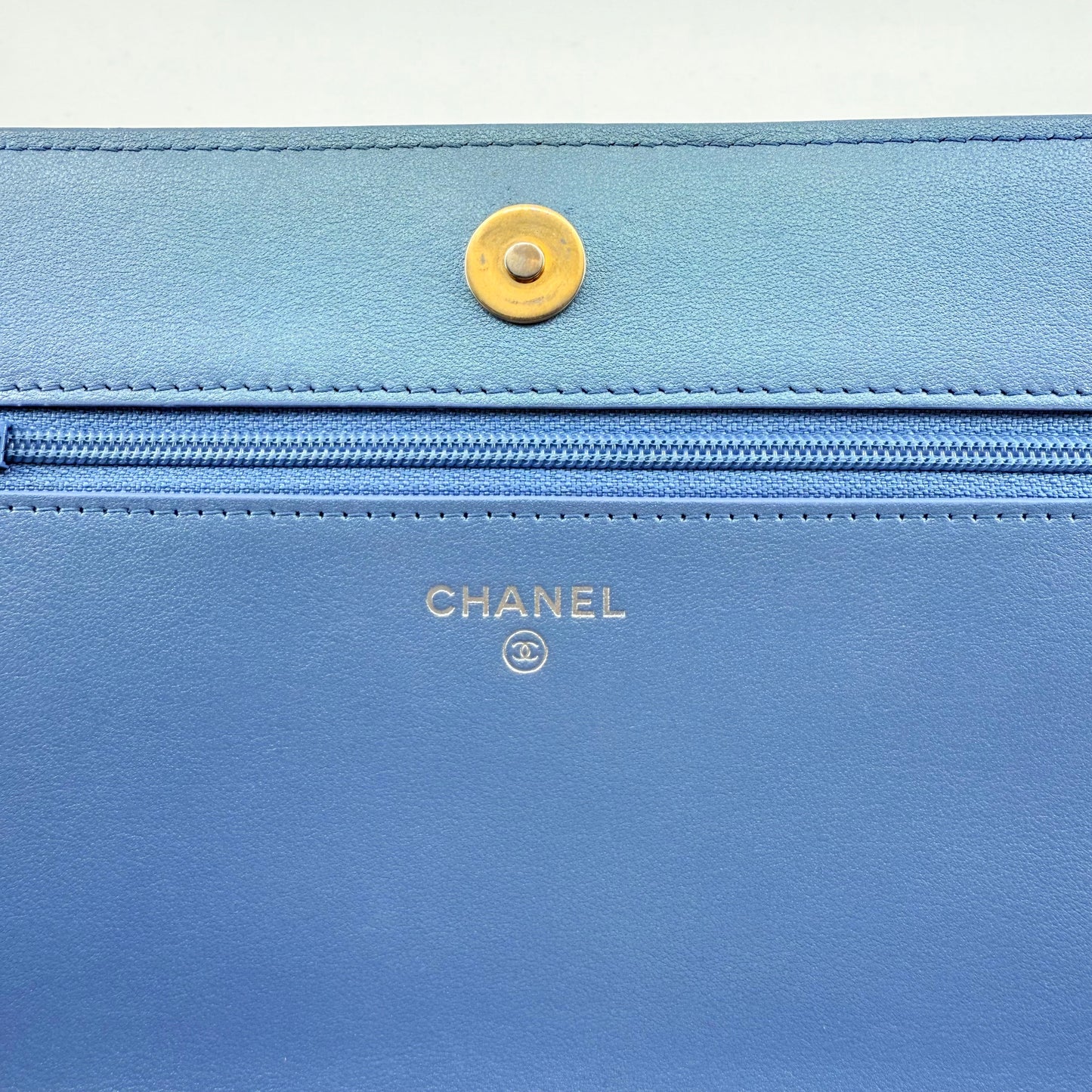 Chanel Iridescent Blue Wallet On Chain