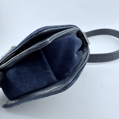 Chanel Navy Blue Velvet Mini Le Boy Bag