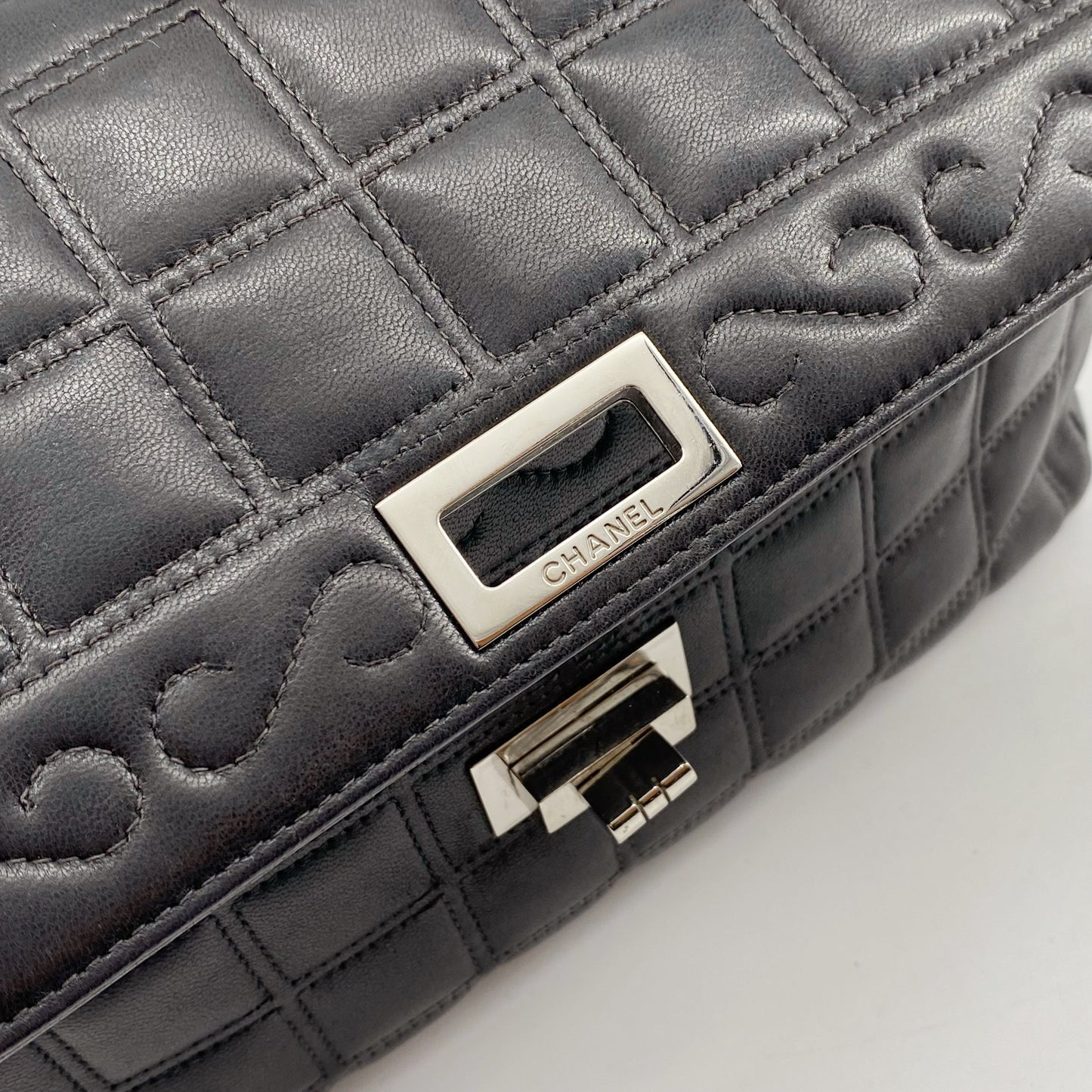 Chanel 2.55 chocolate bar rhinestone chain shoulder bag TWS