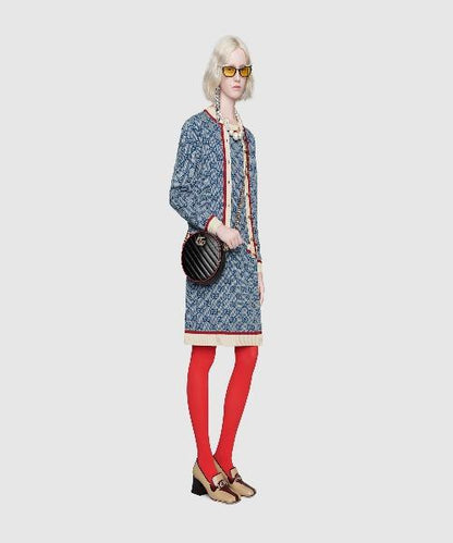 Gucci GG Marmont Mini Round Shoulder Bag Black Cerise