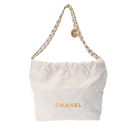Chanel Chanel Chanel 22 Small HandBag White Gold  AS3260  Shineykerf HandBags A-Rank Middle-Range Silver Silver Silver Silver Silver Gold