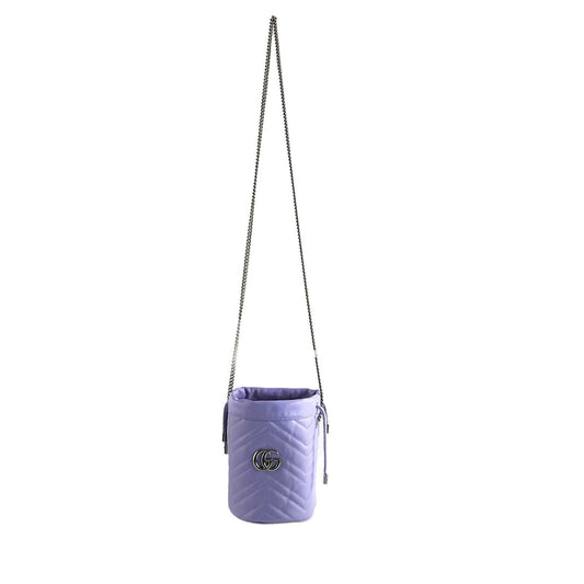 GUCCI GG Marmont Bucket Crossbody Bag Matelasse Mini Purple