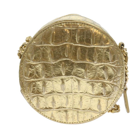 CHANEL Chain Shoulder Bag Calf Leather Gold Cc Auth 57040a