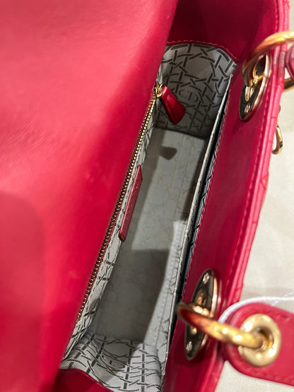 Pre-owned Dior Small My ABC Lady Dior Red Wine Lambskin with Golden Hardware, 2018, w/ Full Set