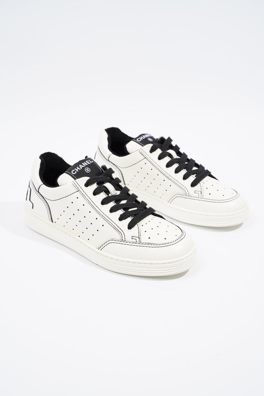 Chanel Chanel Logo White   Black Calfskin Leather EU 37 UK 4