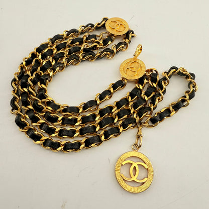 CHANEL Vintage Black Golden Waist Chain