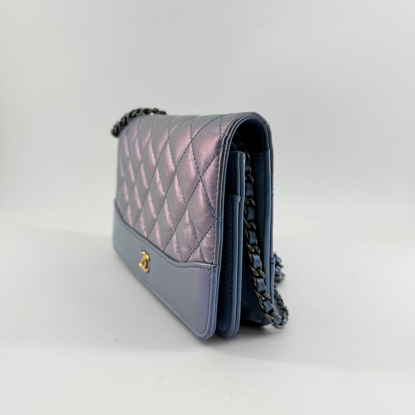 Chanel Iridescent Blue Wallet On Chain
