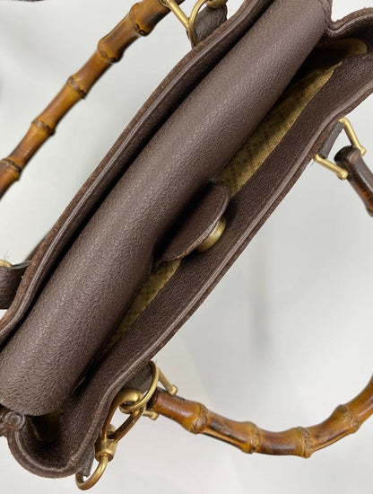Gucci Suede Tote w Bamboo handle