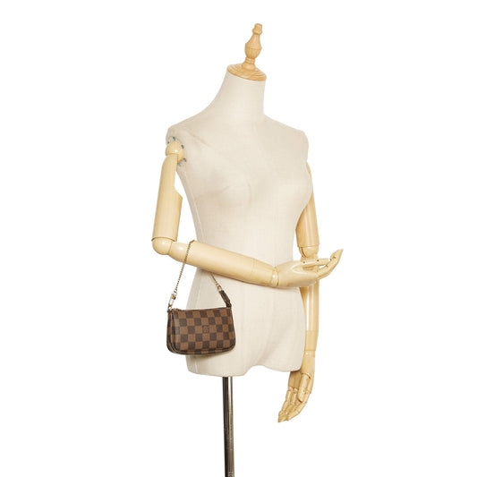 LOUIS VUITTON Damier Ebene Mini Pochette Accessoires Brown