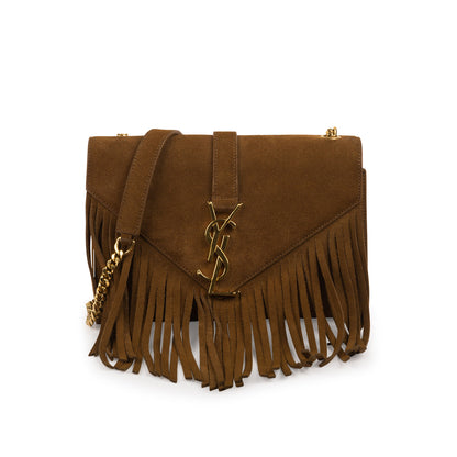 Saint Laurent Suede Fringe Tassel Bag