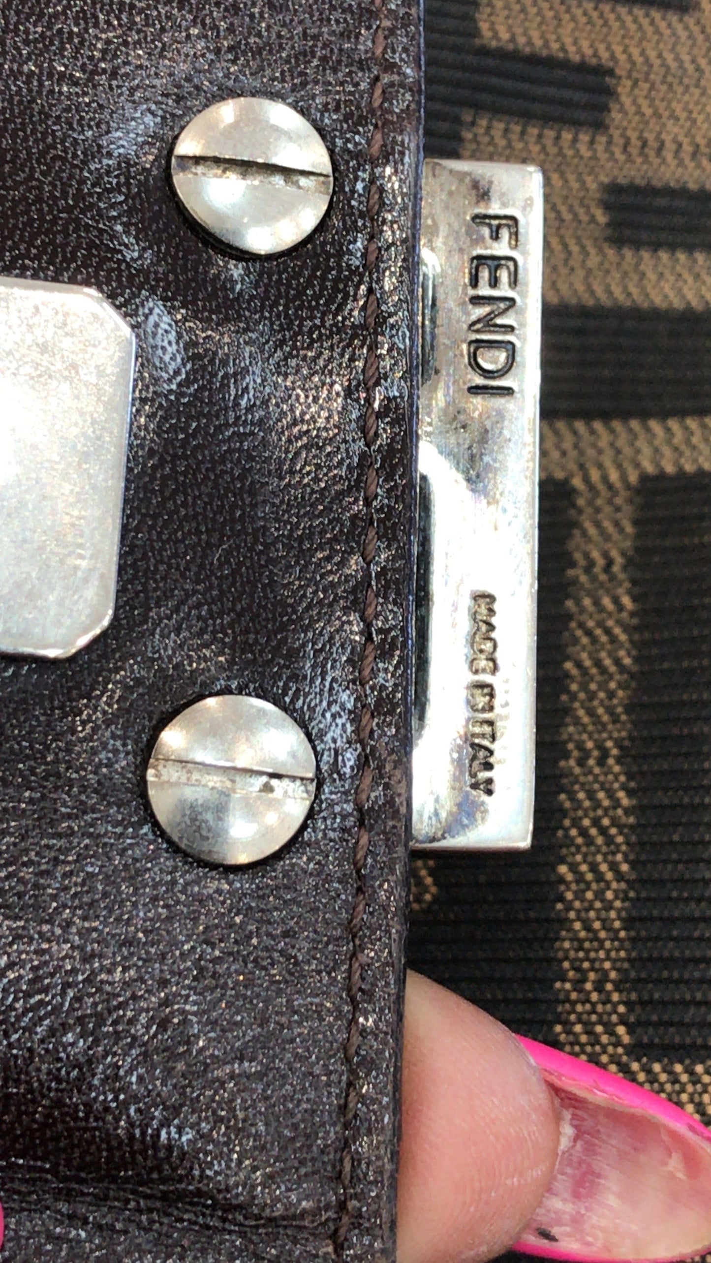 FENDI Hobo Zucca Mamma Baguette Shoulder Bag Brown