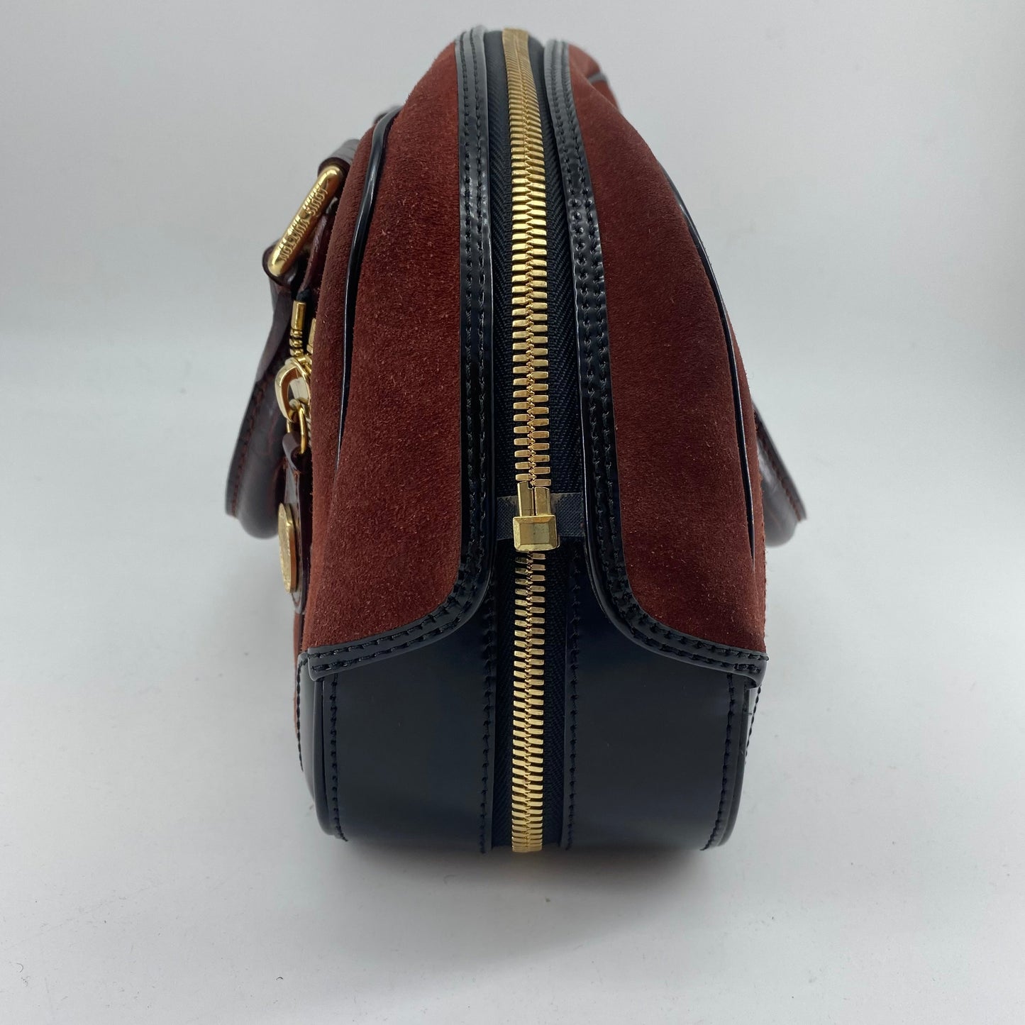 Louis Vuitton Havane brown suede stamped trunk PM Boston speedy