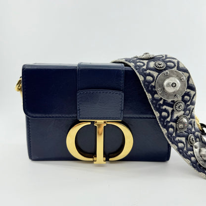 Christian Dior Navy Blue Leather 30 Montaigne Box Shoulder Bag