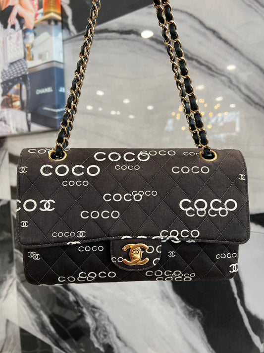 CHANEL CLASSIC COCO PRINT DOUBLE FLAP BAG