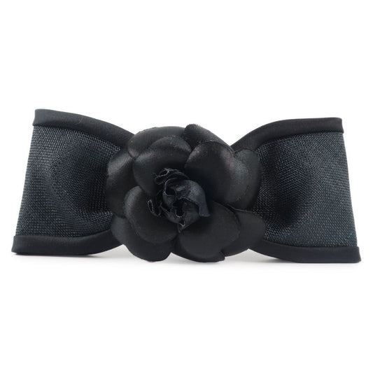 Chanel Chanel Ribbon Motif Baretta Camelia Satin Black Ribbon Motif  A+ Ranked