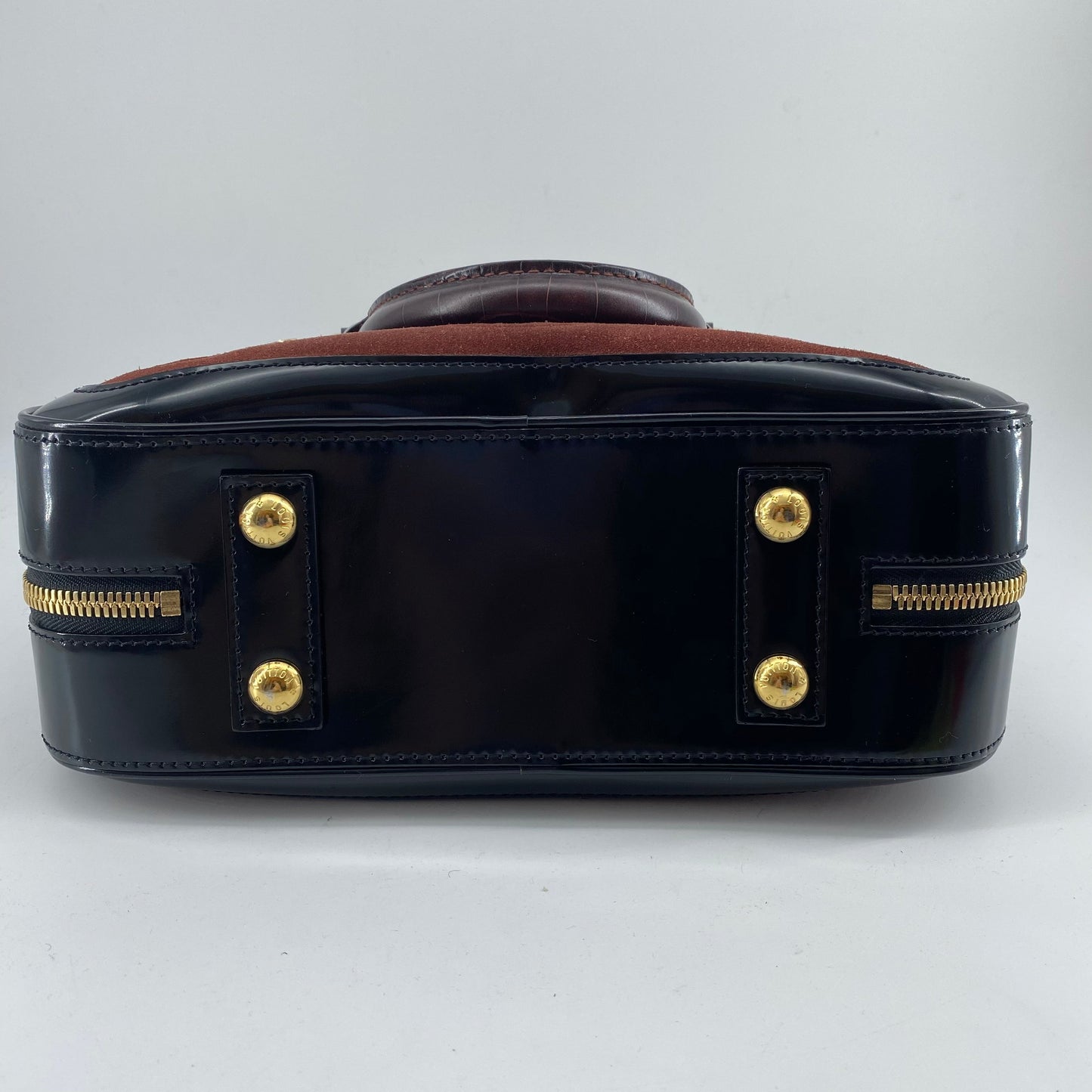 Louis Vuitton Havane brown suede stamped trunk PM Boston speedy