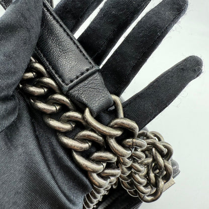 Chanel Medium Black Lambskin Ruthenium Hardware Le Boy Flap Bag